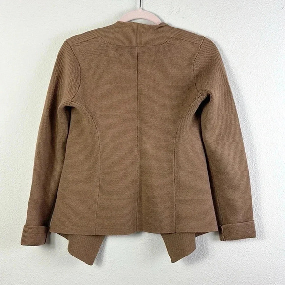 Eileen Fisher Hazelnut Brown Knit Interlock Drape Front Cardigan size P P cotton - Picture 6 of 9